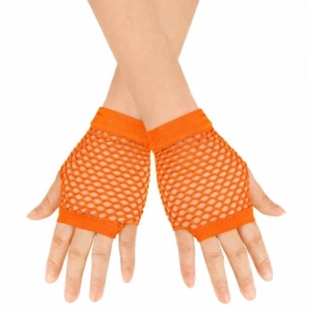 VipMarketim 80’ler 90’lar Retro Neon Turuncu File Parmaksız Kısa Eldiven 11 cm