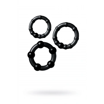 VipMarketim A-toys Penis Halka Seti, Tpe, Siyah, Ø 3,5/3/2 Cm