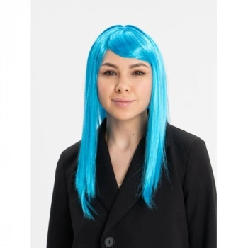 VipMarketim Açık Mavi Renk Uzun Düz Parti Peruğu
