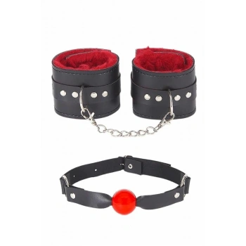 VipMarketim Ağız Topu Ve Kelepce İçi Tüylü Kırmızı Set