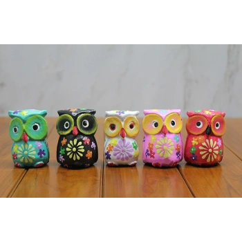 VipMarketim Ahşap 5li Baykuş Seti Model 2