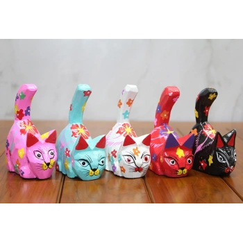 VipMarketim Ahşap 5li Kedi Seti Model 4