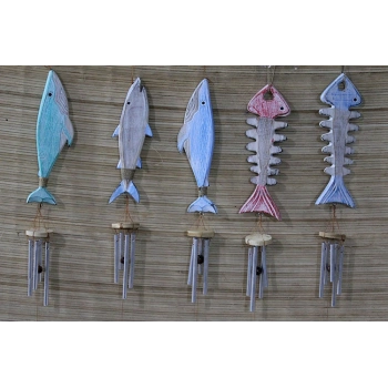 VipMarketim Ahşap Balıklı Metal Çan