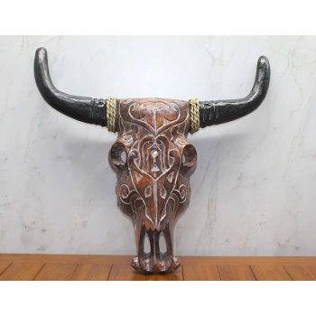 VipMarketim Ahşap Duvara Asmalı Bufalo Kafası