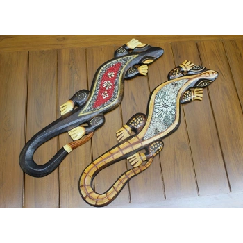 VipMarketim Ahşap Duvara Asmali Kertenkele Figürü