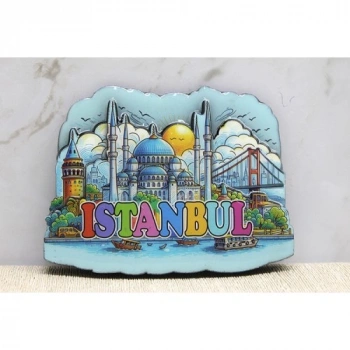VipMarketim Ahşap İstanbul Temalı Magnet - Model 10