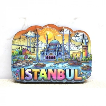 VipMarketim Ahşap İstanbul Temalı Magnet - Model 8