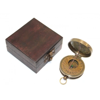 VipMarketim Ahşap Kutulu Pirinç Pusula Model 5