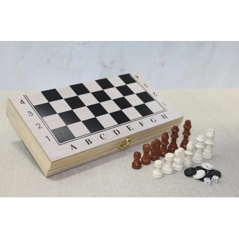 VipMarketim Ahşap Kutulu Satranç Tavla Seti Model 1