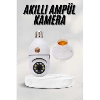 VipMarketim Akıllı Kamera Wifi Kamera Duylu Ampul Görünümlü 360 Derece Dönebilen Ev Kamerası