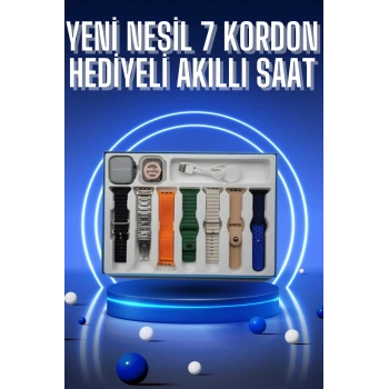 VipMarketim Akıllı Saat 7 Kordon Hediyeli Takvim Alarm Nabız Ölçer Bildirim Görme Sesli Görüşme