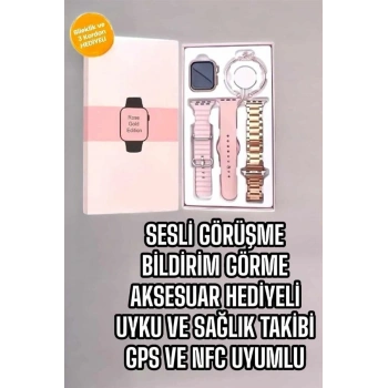 VipMarketim Akıllı Saat Amoled Ekran 3 Kordonlu Aksesuar Hediyeli Sesli Görüşme