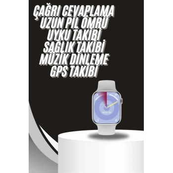 VipMarketim Akıllı Saat Gümüş Kasa Bluetooth Kulaklık Hediyeli Çok Fonksiyonlu İkili Set