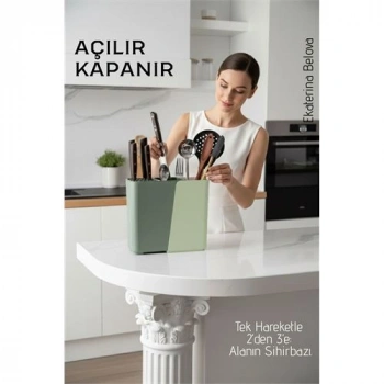 VipMarketim Akıllı Sürgülü Bıçaklık ve Kaşıklık Organizeri - Ayarlanabilir Tezgah Üstü Mutfak Düzenleyici