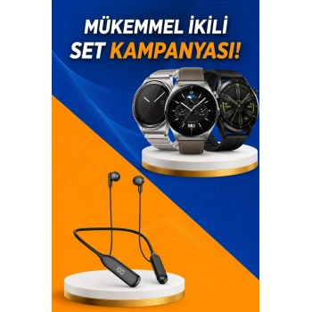 VipMarketim Alarm ve Titreşim Özellikli Akıllı Saat ve Mikrofonlu Kablolu Bluetooth Kulaklık 60 Saat