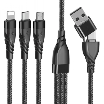 VipMarketim ALLY 3in1 Type-C + USB To Lightning + Type-c + Micro Usb Şarj ve Data Kablosu-(5775)