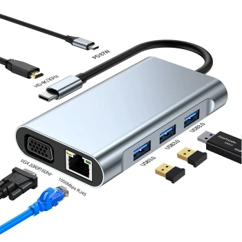 VipMarketim ALLY 7in1 USB 3.0 + HDMI + RJ45 + Type-C HUB Adaptör Çevirici Dock Station-(5775)