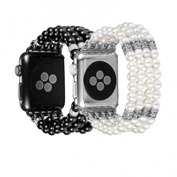 VipMarketim Ally Apple Watch 7-8 45mm 6-5-4 44mm Full Boncuk Taşlı Kordon Kayış 3-2-1 42mm-(5775)