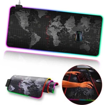 VipMarketim ALLY Dünya Desenli RGB Led Işıklı Oyuncu Mouse Pad 300*800*4MM-(5775)