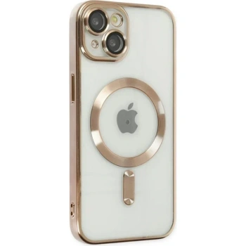 VipMarketim ALLY iPhone 14 6.1inç Renkli Kenar Lazer Çerçeveli Magsafe Uyumlu Silikon Kılıf-(5775)