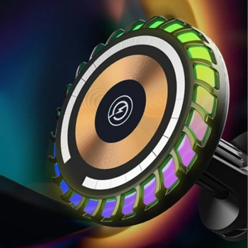 VipMarketim ALLY W06 MagSafe RGB 15W Kablosuz Hızlı Şarj Cihazı ve Araç İçi Telefon Tutucu-(5775)