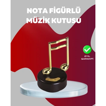 VipMarketim Altın Nota Figürlü Dönen Müzik Kutusu Dekoratif Music Box