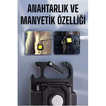 VipMarketim Anahtarlık Çok Amaçlı Mıknatıslı Taşınabilir Işık Led Şarjlı