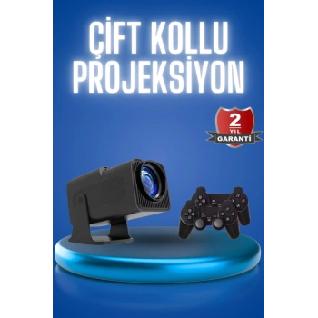 VipMarketim Android Projeksiyon Siyah Taşınabilir Sinema Projektörü 4k 1080p Ev Sineması Bluetooth