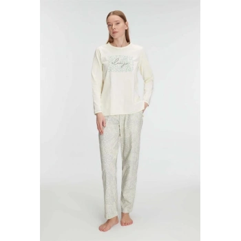 VipMarketim Anıl 11295 Kadın Pamuklu Uzun Kol Pijama Takımı