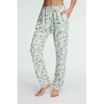 Vipmarketim Anıl Günlük Ev Giyimi Kadın Viskon Çiçek Desenli Yazlık Örme Normal Bel Pijama Altı (kod:9146)