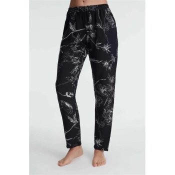 VipMarketim Anıl Günlük Ev Giyimi Kadın Viskon Çiçek Desenli Yazlık Örme Normal Bel Pijama Altı (Kod:9135)