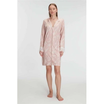 Vipmarketim Anıl Kadın Cotton Modal Uzun Kol Gecelik (kod:11293)