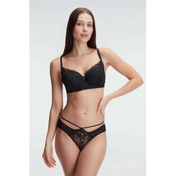 VipMarketim Anıl Kadın Desteksiz Balenli Dantel Detaylı Sütyen Slip Takım (Kod:4837)