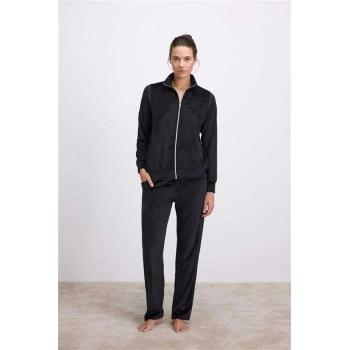 VipMarketim Anıl Kadın Fermuarlı Uzun Kollu Kadife Eşofman Takımı ( ) (Kod:11548)