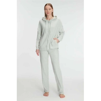 VipMarketim Anıl Kadın Pamuklu Homesuit Kapüşonlu Fermuarlı Ev Giyim Pijama Takımı (Kod:11333)