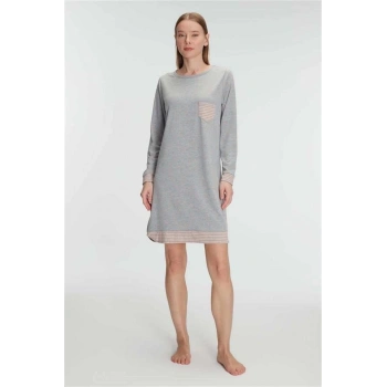 VipMarketim Anıl Kadın Pamuklu Uzun Kollu Gecelik – Yumuşak Dokulu, Nefes Alabilen Ve Zarif Ev Konforu (Kod:11275)