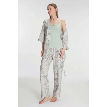 VipMarketim Anıl Kadın Sabahlık Atlet Ve Pantolon Takım Pamuklu Pijama Set (Kod:11223)