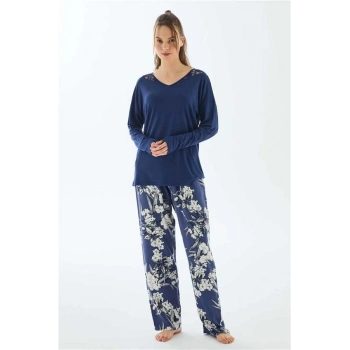 VipMarketim Anıl Kadın Uzun Kol T-Shirt Ve Pantolon Pijama Takımı (Kod:11499)