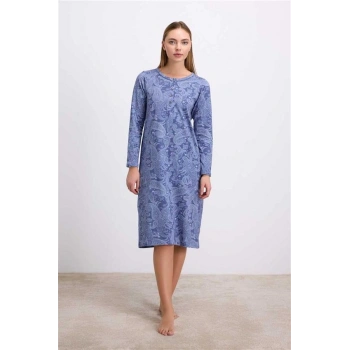 Vipmarketim Anıl Kadın Uzun Kollu Desenli Gecelik ( ) (kod:11567)