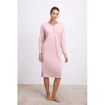Vipmarketim Anıl Kadın Uzun Kollu Düğmeli Gecelik ( ) (kod:11619)