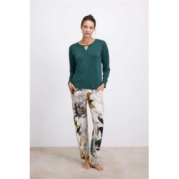 Vipmarketim Anil Kadın Uzun Kollu Lenzing Viskon T-shirt Ve Desenli Pantolon (kod:11552)