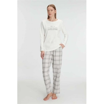 Vipmarketim Anıl Kadın Uzun Kollu Pamuklu Kışlık Pijama Takımı Yumuşak Ve Rahat Ev Şıklığı (kod:11253)