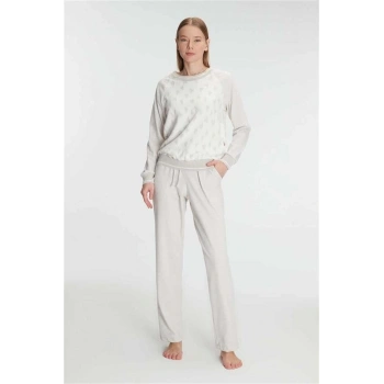 VipMarketim Anıl Kadın Uzun Kollu Sweatshirt Pantolon Takım Pijama Takımı (Kod:11241)