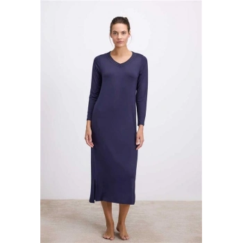 Vipmarketim Anıl Kadın Uzun Kollu V Yaka Gecelik ( ) (kod:11617)