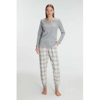 VipMarketim Anıl Pamuklu Uzun Kol Pijama Takımı