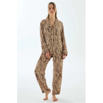 VipMarketim Anıl Uzun Kol Gömlek Ve Pantolon Viskon Pijama Takımı (Kod:11500)