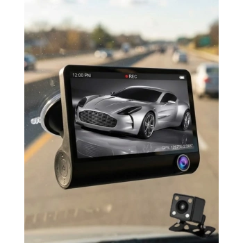VipMarketim Araç DVR Kamera Çift Lensli 4 İnç Ekranlı G Sensörlü