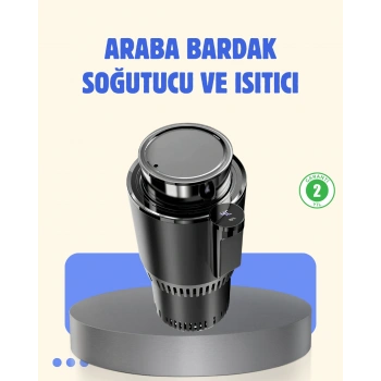 VipMarketim Araç İçi Akıllı Bardaklık Isıtıcı Soğutucu Dijital Ekranlı