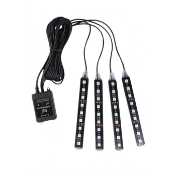 VipMarketim Araç Içi Aydınlatma Kumandalı 12 Led Ayak Altı Led Ambiyans Işığı Sese Duyarlı Kumandalı