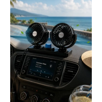 VipMarketim Araç İçi Fan 2 Kademeli Oynar Başlıklı Sessiz Oto Vantilatör